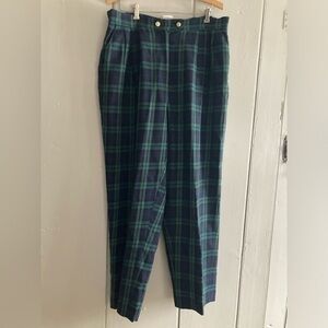 Bleyle VTG Womens 16 P Plaid Wool Zipper Green Plaid Pants Trousers Academia USA